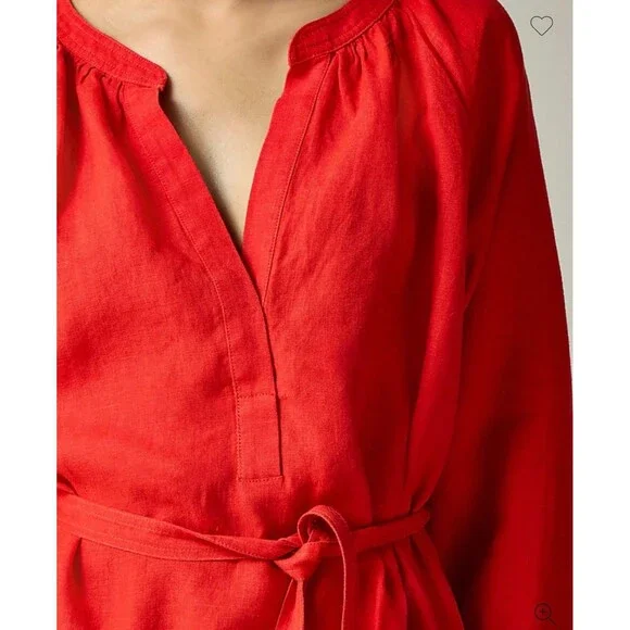 J.CREW Cabana Mini Dress in Linen Size Small Red NEW Beach Preppy Casual CI922 - Picture 4 of 16